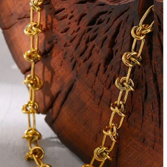 Gold Plated Stainless Steel Paperclip Link Necklace - Picture 5 of 8